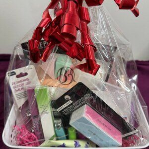 Valentine's Day Beauty Essentials Gift Basket - Makeup, Nails & Self-Care Set